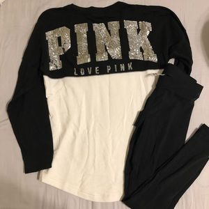 NWOT SET S Bling Varsity Sweater and Leggings
